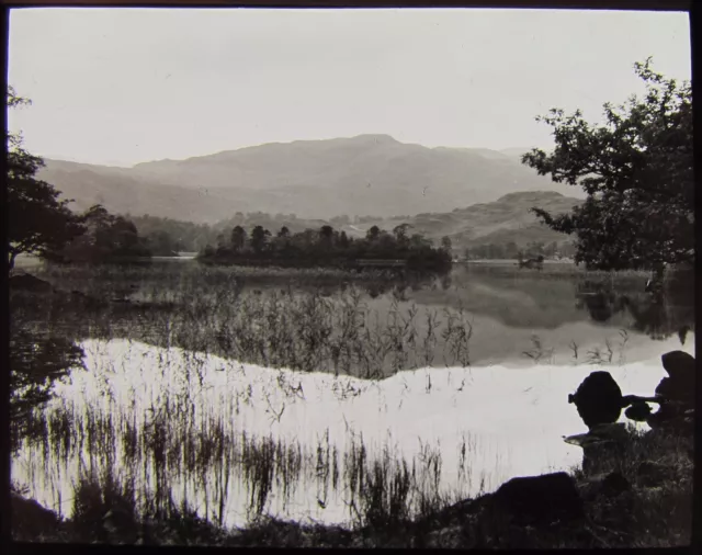 Glas Magic Laterne Rutsche ANBLICK AUF RYDAL WASSER NR. C1890 FOTO ENGLAND SEE
