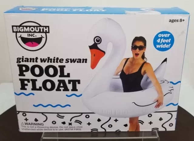 Bigmouth Pool Float Giant White Swan Inflatable Raft 4 Feet Wide Swimming Beach