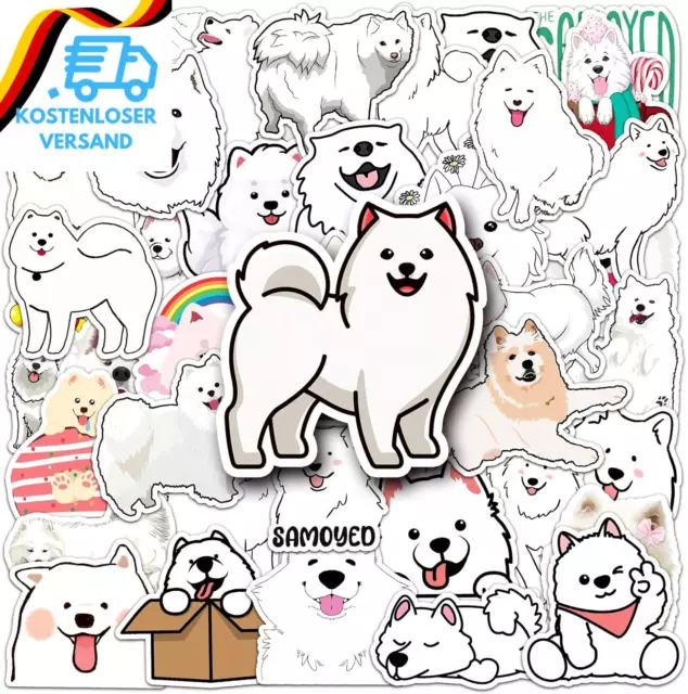 AUCEKO 50 Stück Samoyed Aufkleber Pack Samojeden Sticker Set Wasserdichte Vinyl