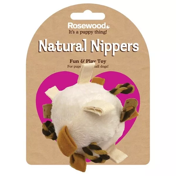 Rosewood Natural Nippers Loopy Fun Ball Dog Toy Soft Puppy / Cat Plush Pet Chew