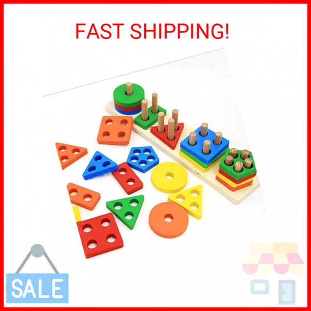 Toys for 18+ Months Old - Toddlers Wooden Sorting and Stacking Toys for Baby Boy