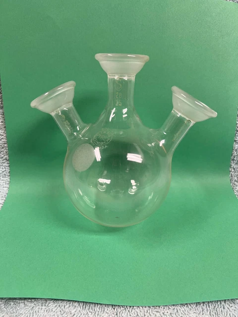 Pyrex 300ml 3-Neck 28/15 Round Bottom Distilling Reaction Flask