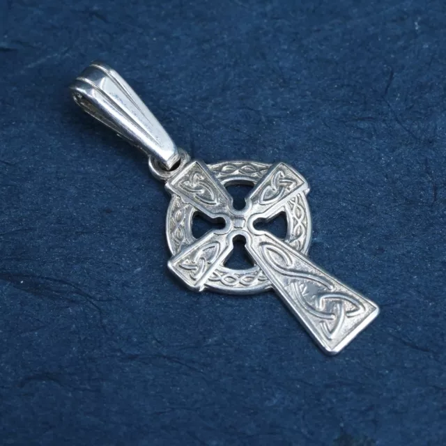 Irish Solvar Celtic knotted Sterling silver Handmade charm, 925 cross pendant