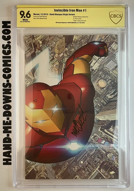 Invincible Iron Man 1 - Signed David Marquez Virgin Variant - RARE HTF -CBCS 9.6