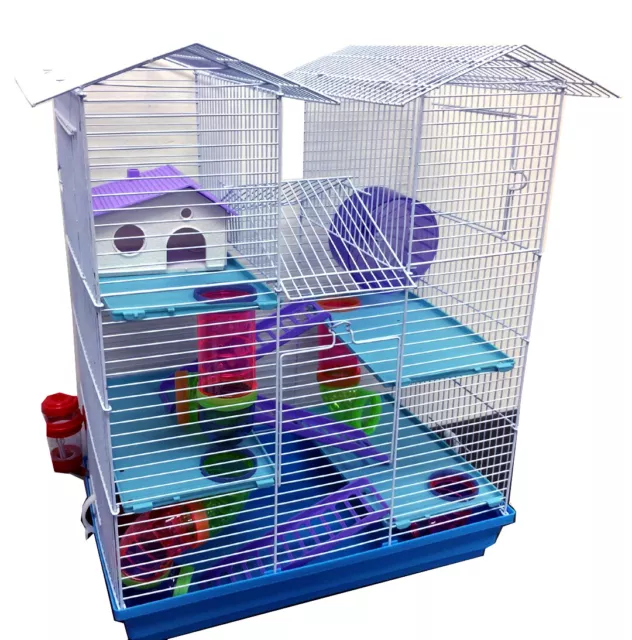 5-Floors Large Twin Tower Hamsters Habitat Rodent Gerbil Mouse Mice Rats Cage