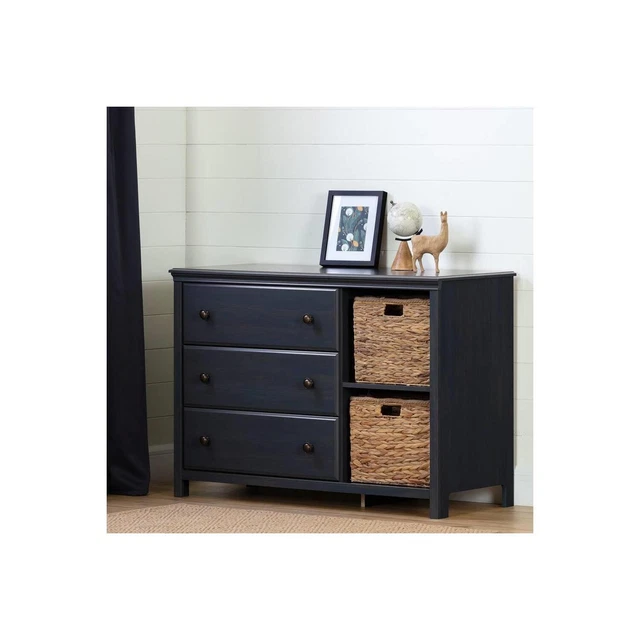 South Shore Cotton Candy 3-Drawer Dresser with Storage Baskets Blueberry