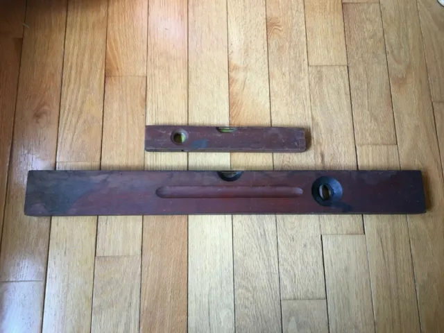 Antique Wood Levels - 28" Stanley SW Sweetheart No. 0 ~ 12" long Level