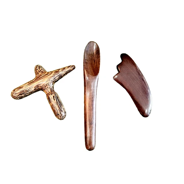 Thai wood therapy massage tools,massage whole body Set 3 Pc lathe work by hand.