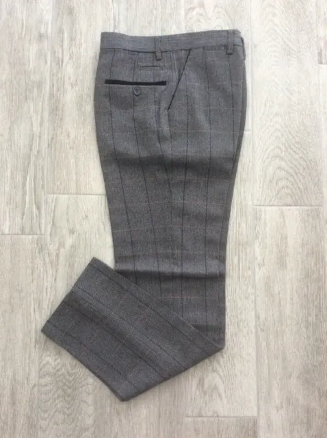 Mens Marc Darcy Dx7 Formal Smart Tweed Check Trouser In Dark Grey W42 - L31