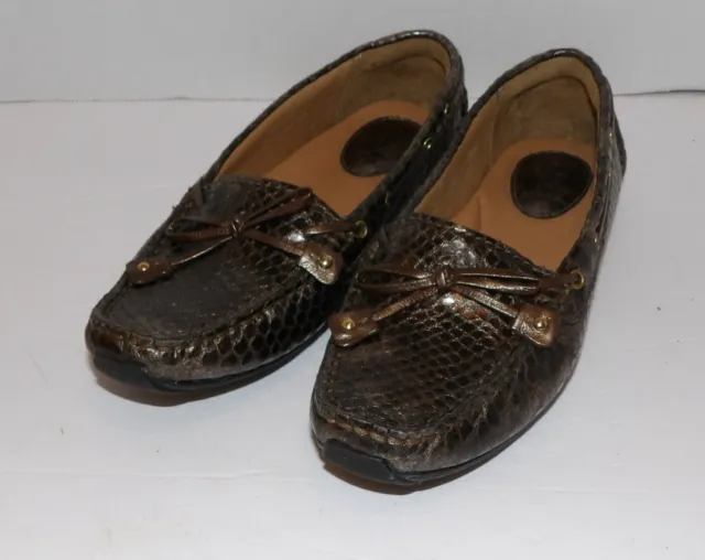 Clarks Artisan Women's Timeless Bronze Brown Leather Slip On Loafers Size 5 1/2M