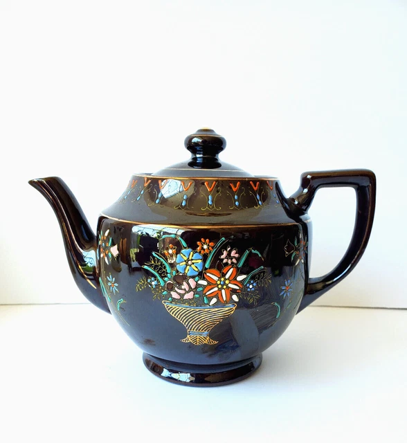Brown Glazed Teapot 1940's Occupied Japan 6" Tall