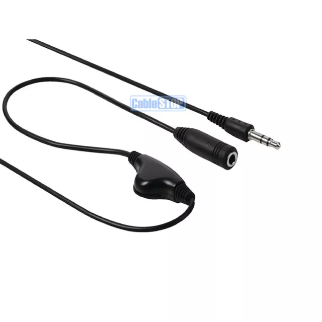 3.5mm MINI STEREO JACK HEADPHONE VOLUME CONTROL AUDIO EXTENSION AUX 1m CABLE