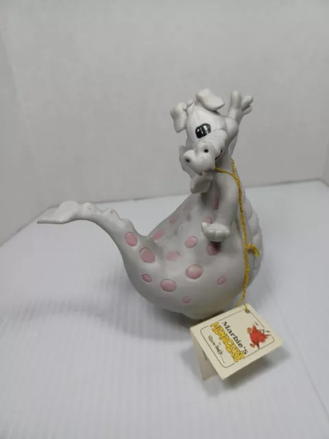 Vintage Marble's Menagerie George Good Ceramic Cartoon Dragon w Pink dots 1980