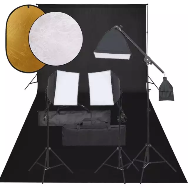 Kit de studio photo avec éclairage toile de fond et réflecteur vidaXL