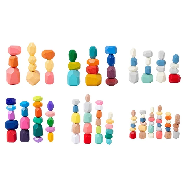 Wooden Stacking Stones Sorting and Stacking Games Educational Toy Balance Stones