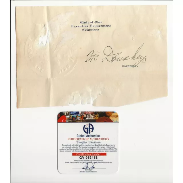 Victor Donahey Ohio Governor Autograph on State of Ohio Letterhead
