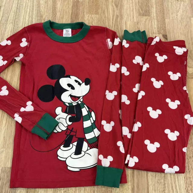 Hanna Andersson Disney Christmas Holiday Mickey Mouse 2pc Pajama Set Sz 140/10