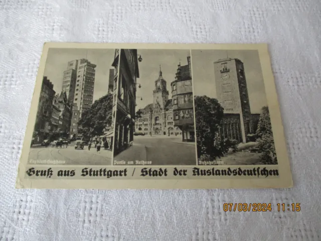 AK Stuttgart Stadt der Auslandsdeutschen  gelaufen 1942 nach Bremen