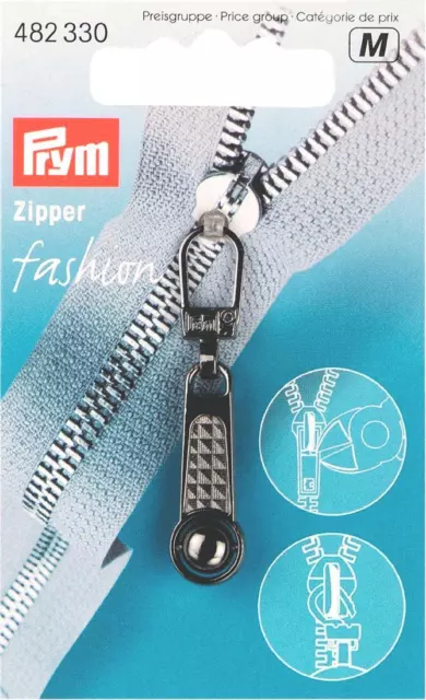 1 Fashion Zipper Nr. 482330 stahlfarbig Reißverschluß  Prym Kugel Rits
