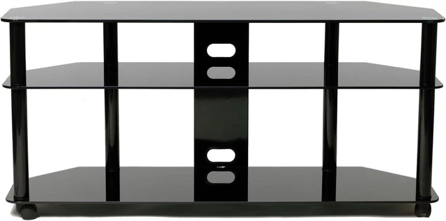 Audio Video Shelf TV Stand with Wheels, Black