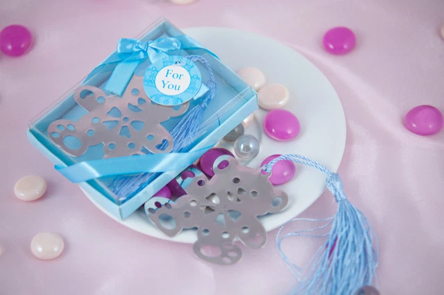 Charmed Adorable Bear Bookmark Baby Shower Party Favors 2 Pieces Blue