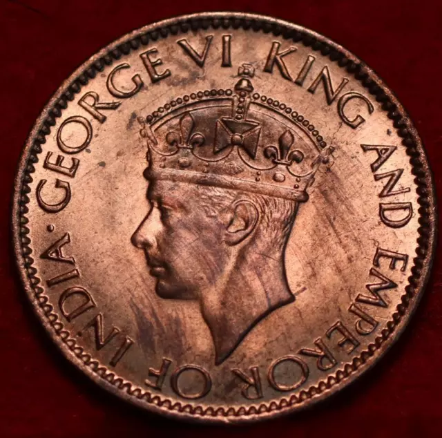 Uncirculated Red 1945 Ceylon 1 Cent Foreign Coin