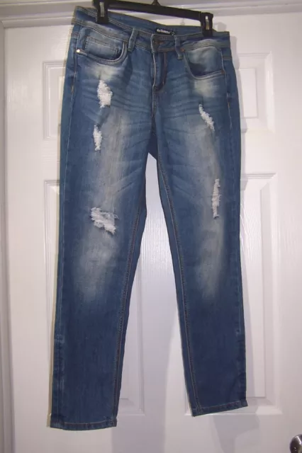 Dollhouse Jeans 11 Womens Juniors Size Blue Denim Charley Distressed Straight K2