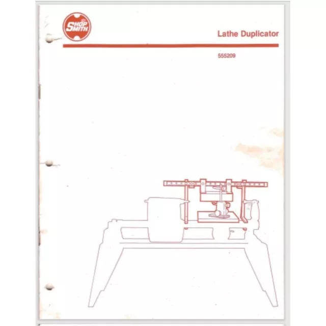 Shopsmith Lathe Duplicator manual # 555209 36 pages gloss covers comb bound