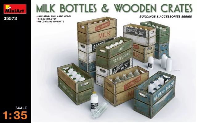 Miniart 550035573 - 1/35 Milk Bottles & Wooden Crates - Neu