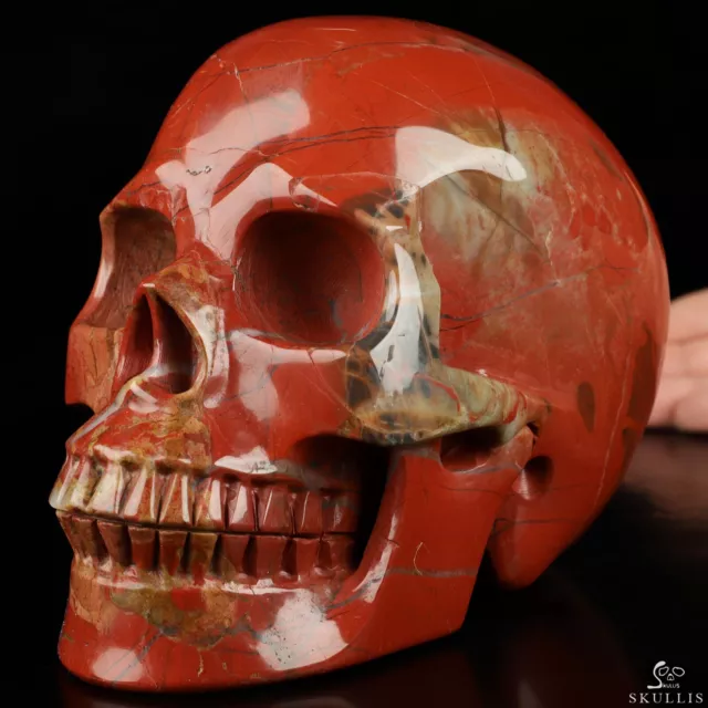 Lifesized 6.7" Red Jasper Hand Carved Crystal Skull, Realistic, Crystal Healing