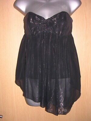 River Island sexy black boned shimmer layered front corset top size 10/12 nwot