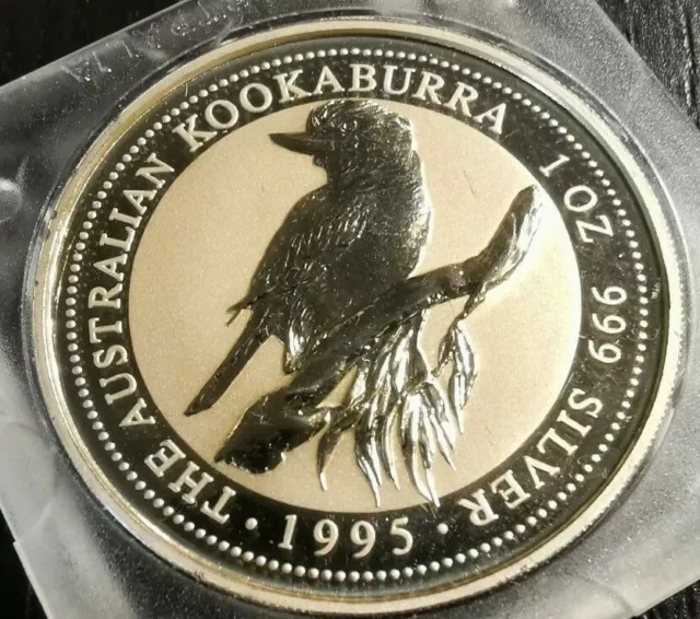 1995 AUSTRALIA Kookaburra Bird 1 oz Silver 1 Dollar Australian Coin In Capsule