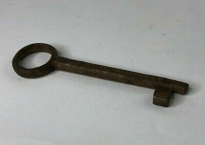 Antique French Chateau Key Hand forged flattened Shaft 3.15 inches 3