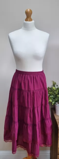 Primark Size 12 Y2k Tiered Gypsy Skirt Cotton Brand New Vintage