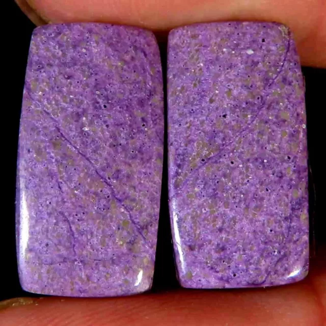12.40Cts 100%Natural Purpurite Matched Pair Cushion Cab 9x17x4mm Top Gemstone