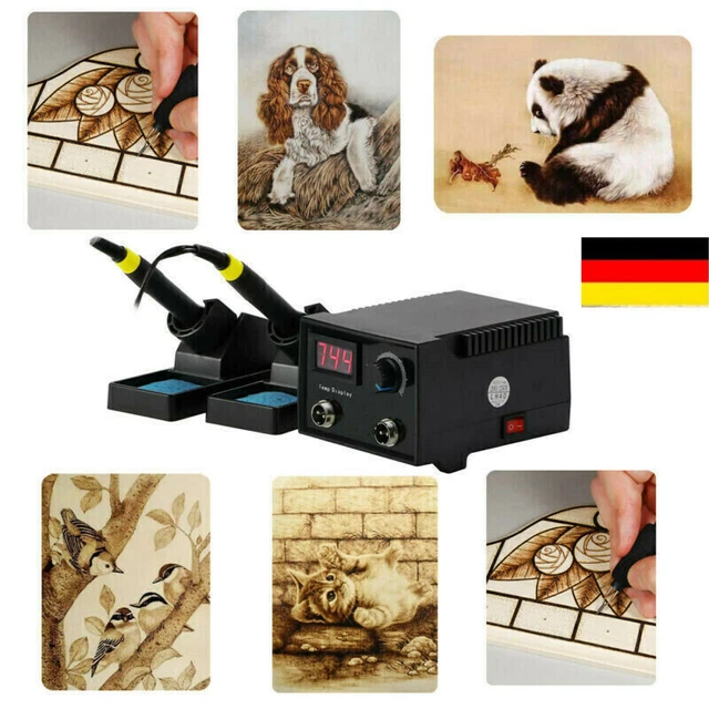 Brandmalerei Brennstation Profi mit 2 Brennstift Brandmalkolben Dregelbares DE