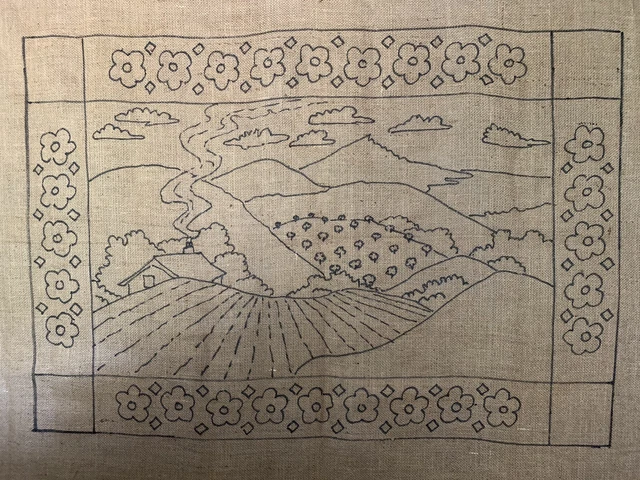 Alfombra ""Pleasant Valley"" patrón de enganche arpillera Patsy Becker tamaño de patrón 38x26