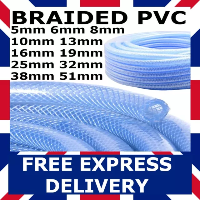 Clear PVC Braided Hose Food Grade Fuel Oil Water Gases Air Reinforced Pipe Tube