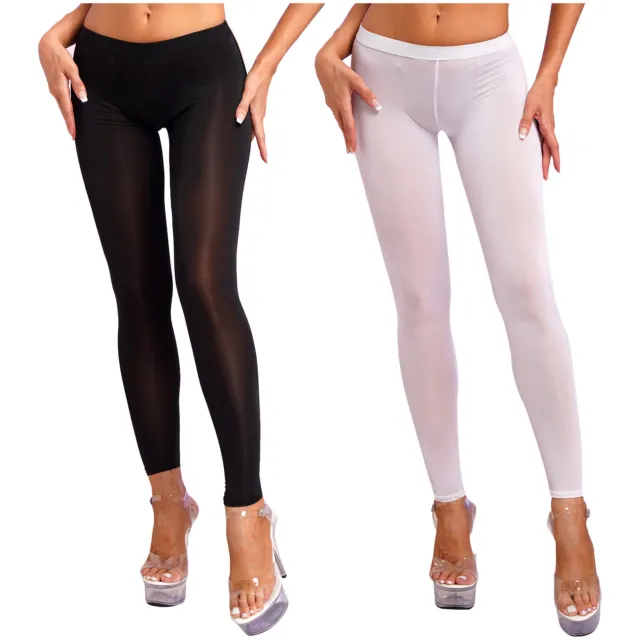 Damen Strumpfhosen ohne Fuß Transparent Leggings Hintern Offen Skinny Hose Sexy 3