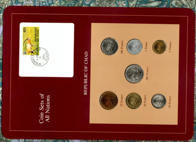 Coin sets of all Nations Chad 1976-1983 UNC 100 Francs 1982 500 Francs CAS 1976A