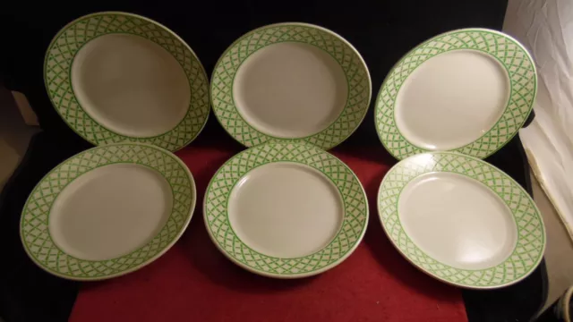 Service de 6 assiettes plates en faience de Badonviller décor biseaux croisés