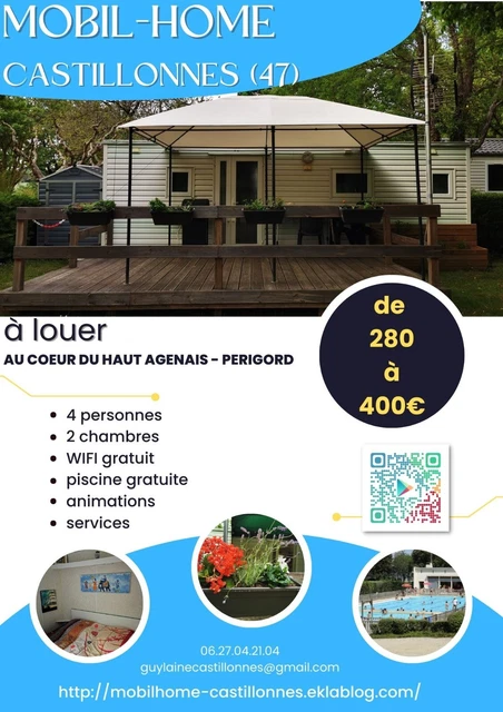 location de MOBIL-HOME dans un camping à CASTILLONNES (47)