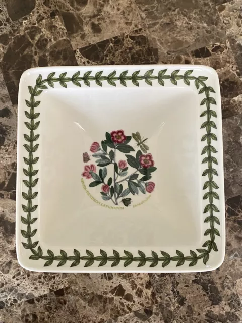 Portmeirion Botanic Garden deep 6.5” square bowl salad Rhododendron Lepidotum