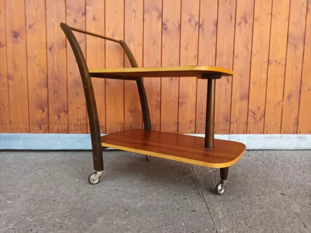 Carrito de Servicio Té Madera 60er Mesa Auxiliar Mid Century BAR Nogal 60s