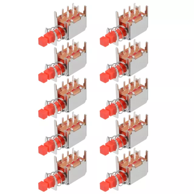 Push Button Switch DPDT 6 Pin 1 Position Self-Locking Red 10pcs