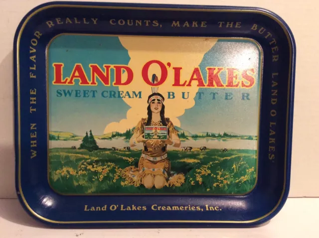 VINTAGE 1950's LAND O'LAKES "SWEET CREAM BUTTER" METAL SERVING TRAY