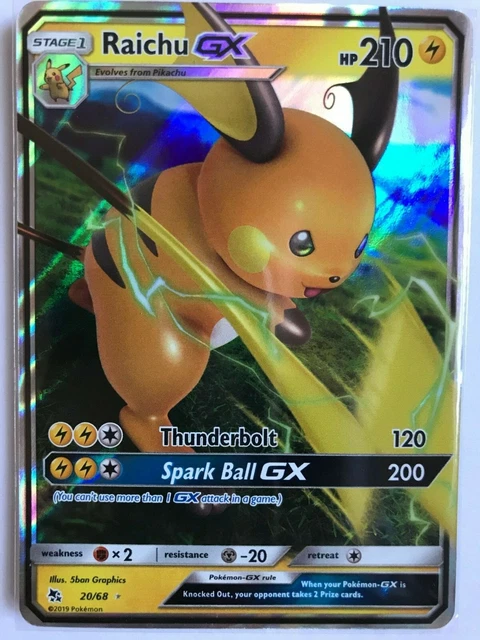 Pokemon Carta Singola - Raichu GX 20/68 - Destini Nascosti - Ultra Rara - Olografica - Italiana - Per Collezione E Gioco