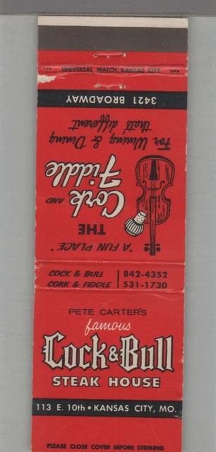 Matchbook Cover - Music Related -  Cock & Bull Steak House Kansas City, MO