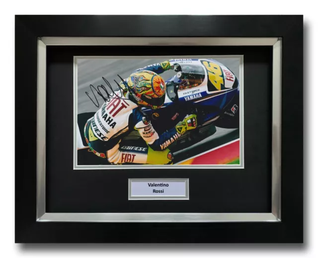 Valentino Rossi Hand Signed Framed Photo Display MotoGP Autograph Yamaha 3