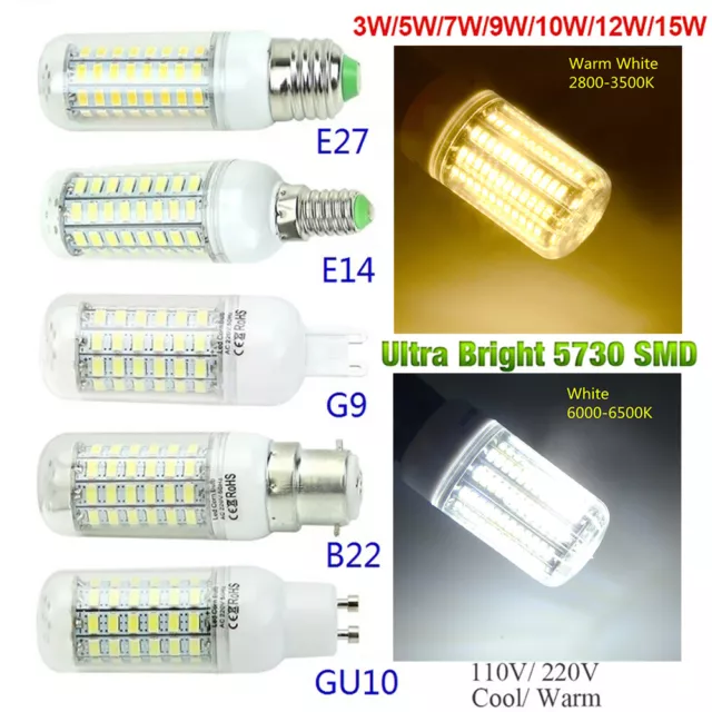 Mais LED Glühbirne GU10 G9 E27 E14 7W 10W 15W Leuchtmittel Licht Birne Lampe DE